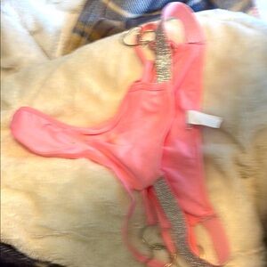 Chic Pink Bikini with Silver Accents